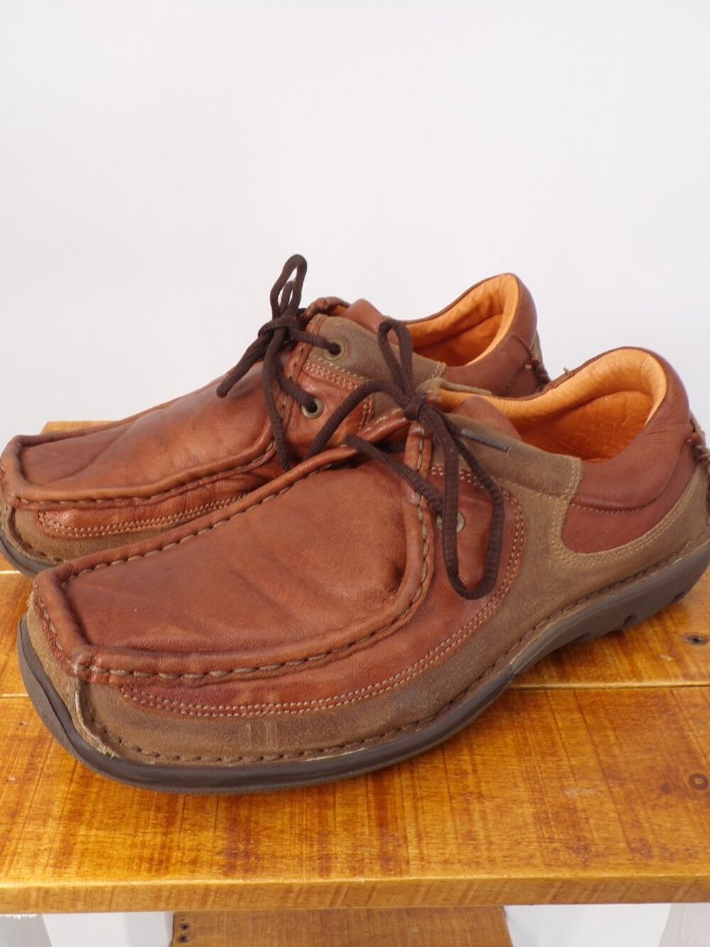 Aldo Men's Brown Leather Shoe Size 43 US 9 - 9.5 Lace Tie Square Toe Casual
